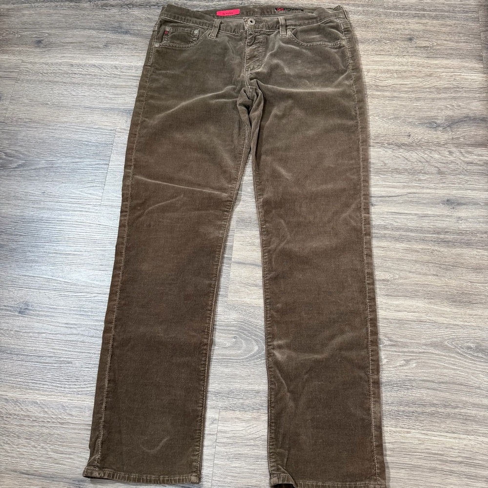 AG Adriano Goldschmied The Willow Brown Corduroy Pants Straight Leg USA